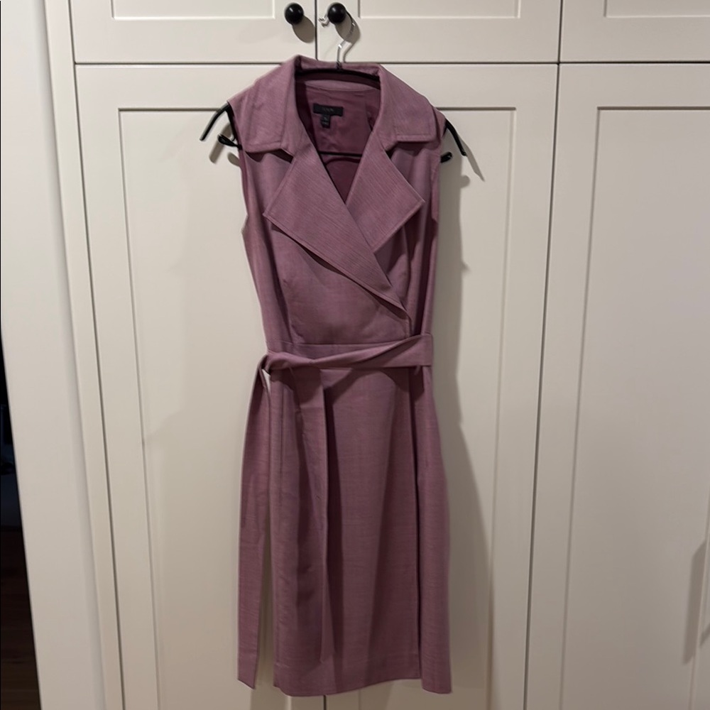 J. Crew Pink Sheath Midi Dress with Notched Collar